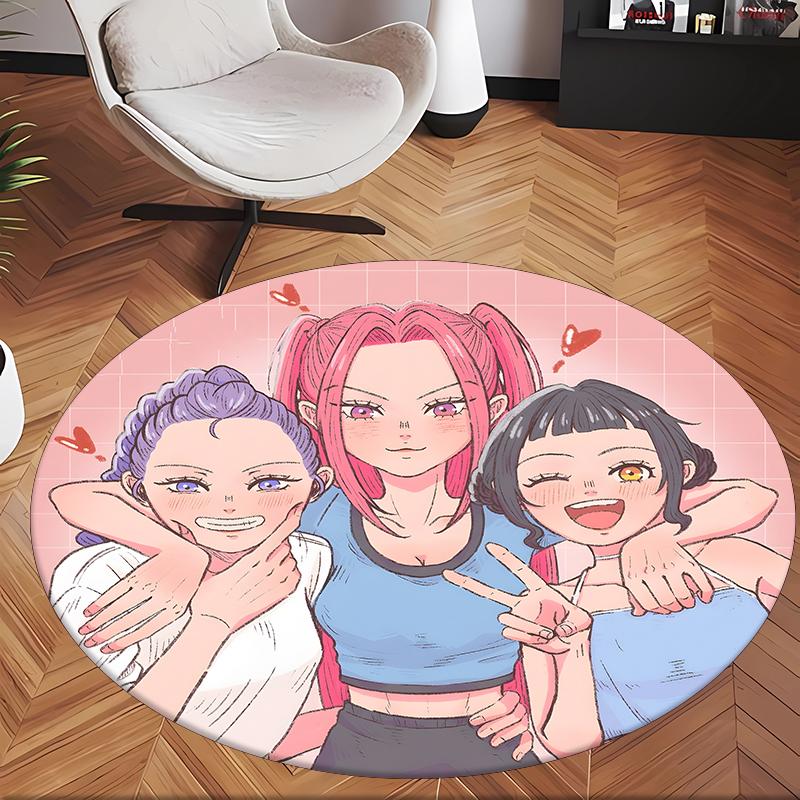Huntrix (171) Round Office Rug Decorative Floor Rug for Office Bedroom Living Room and Home Space