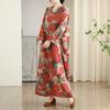 Colorful Travel V-neck Retro Long Skirt Cotton Linen Dress
