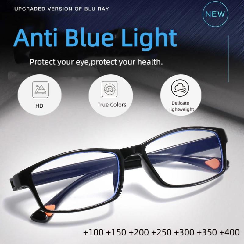 Classic Anti Blue Light Reading Glasses Transparent Black Frame Unisex Vintage Computer Hyperopia Glasses1.0 1.5 2.0 2.5 3.5 4.0