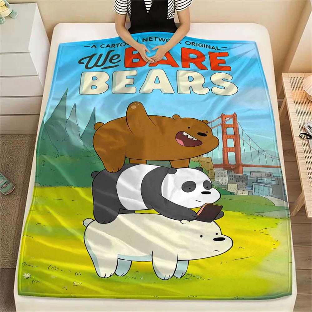 1PC We Bare Bears Patterned Flannel Blanket Suitable For All Seasons for Home Decor Warmth and Comfort Gifts Holiday Present