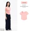 Cotton Aesthetics: Women's Slim Fit Square Neck Short Sleeve Top