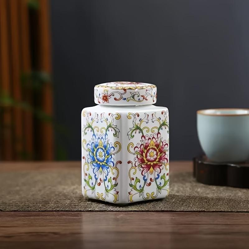 Ceramic Seal Jars Floral Portable Nut Kitchen Organization Nut Storage Coffee Bin Container Fliptop Jars Kitchen Decoration