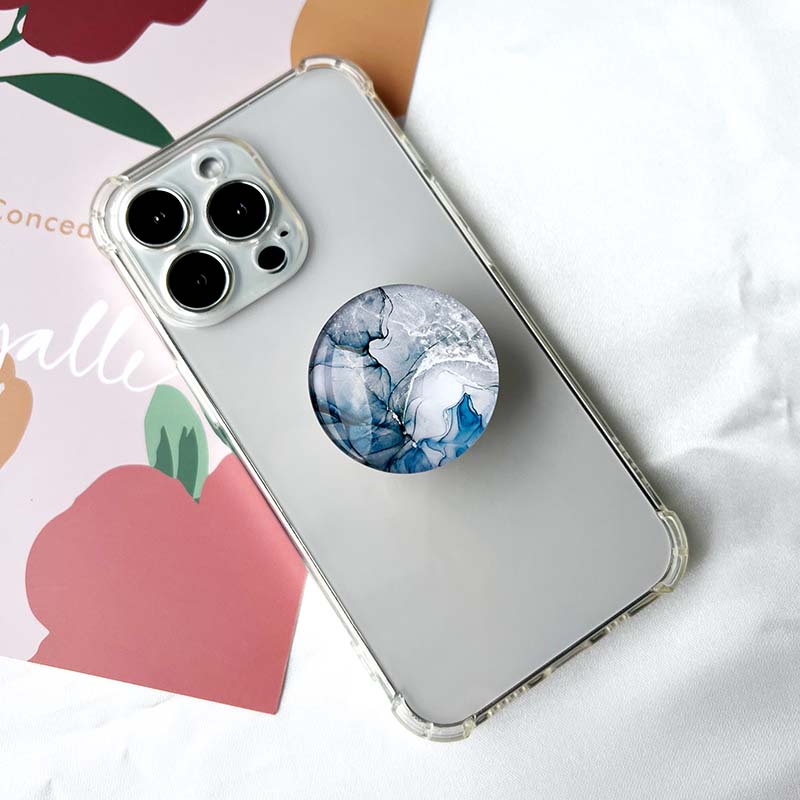Marble Pattern Crystal Glass Phone Holder Foldable mobile phone Socket Crystal Glass phone grips 5