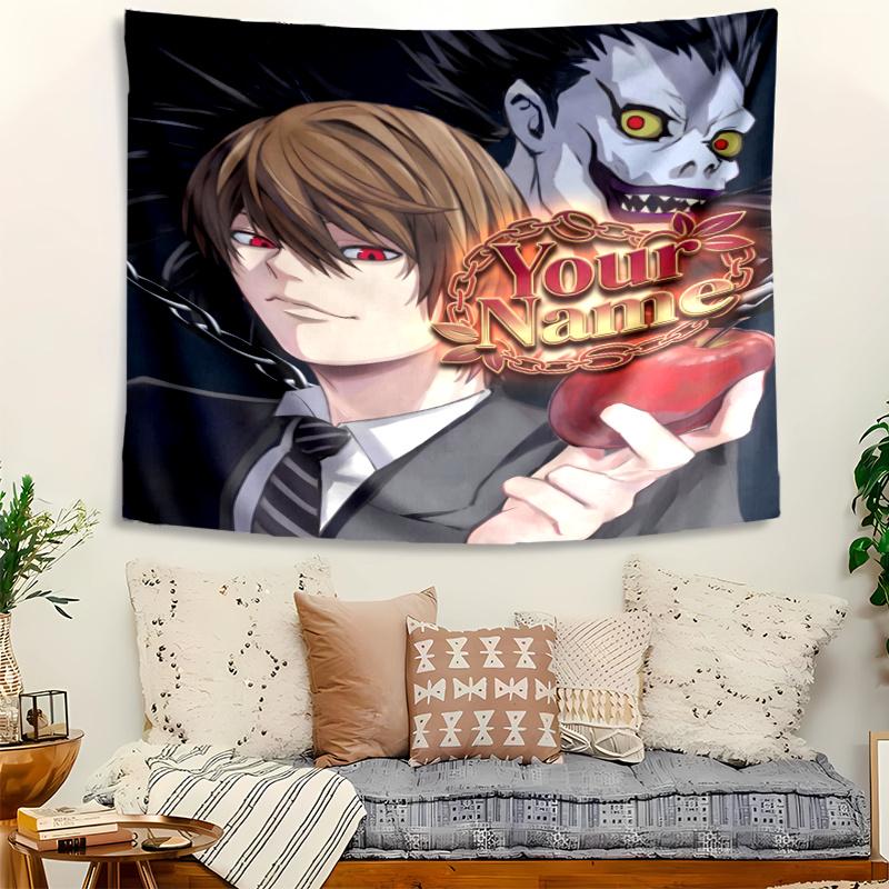 Personalized Name D-Death Note Tapestry, Wall Hanging Tapestry, Pattern Tapestry for Dorm Bedroom Living Room Wall Art Photography Backdrop