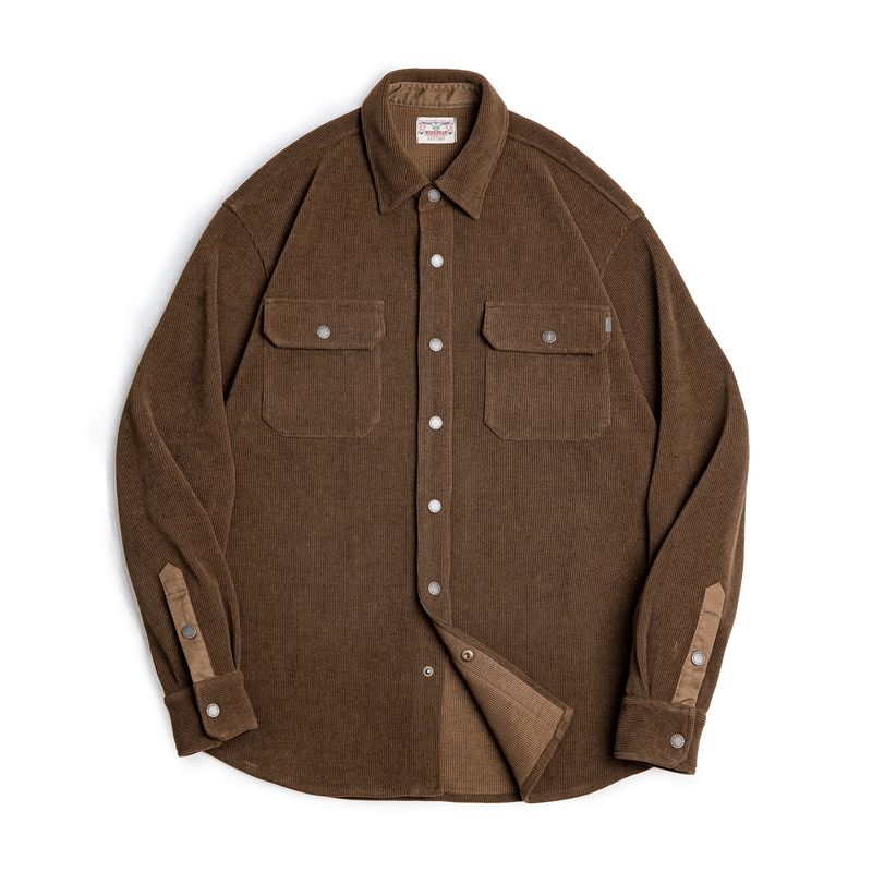 

Madden Parka American Retro Heavy Weight Knitting Corduroy Shirt Jacket Imitation Corduroy Turn-down Collar Coat Men s Autumn Coffee 2XL