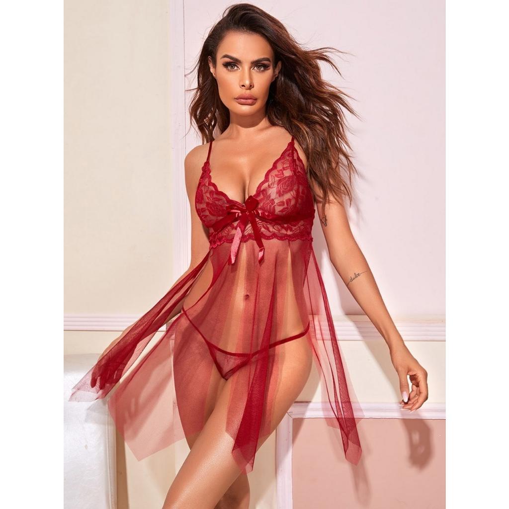 Sex Underwear Sexy Lace Mesh Suspender Nightdress Loungewear See-through Skirt