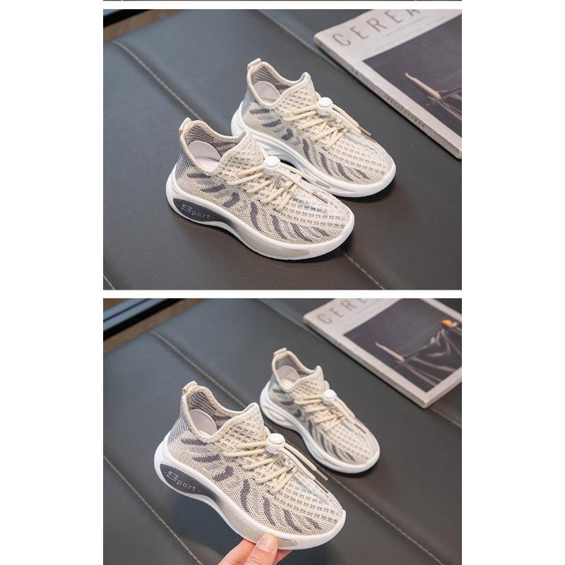 Children's New Spring and Autumn Girls Net Surface Breathable Flying Woven Shoes Boys Non-slip Soft Sole Sports Shoes Tide