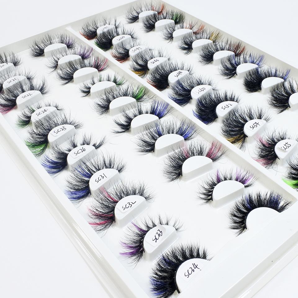 25mm Mink Eyelashes Newest Colored Lashes Dramatic Party Long Volume 3d Eyelashes Supplies Makeup False Eyelashes