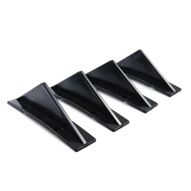 4pcs Universal Car Rear Bumper Lip Diffuser Shark Fins Canards Spoiler Splitter Carbon Black ABS Anti-Collision Accessories