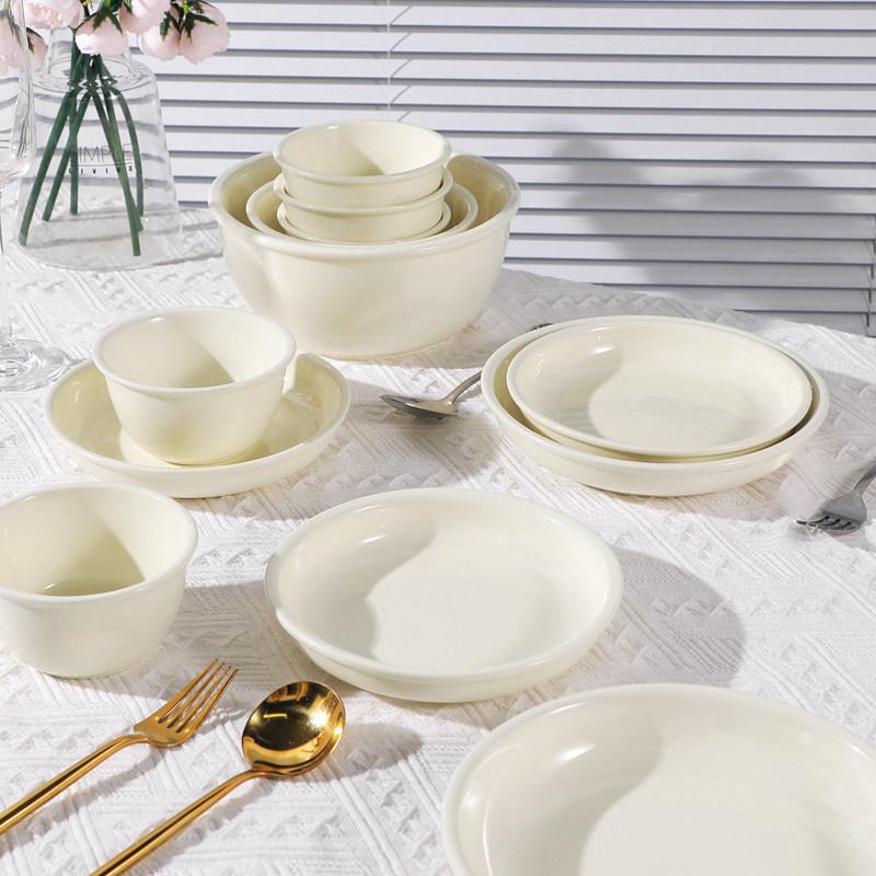 Trendy Solid Color Ceramic Tableware Set: Plates, Bowls, Chopsticks
