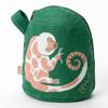 Morita MiW Gusseted Pouch, featuring a design of tree tails and cribs. Green. This adorable, round pouch features a thick, tightly woven fabric with