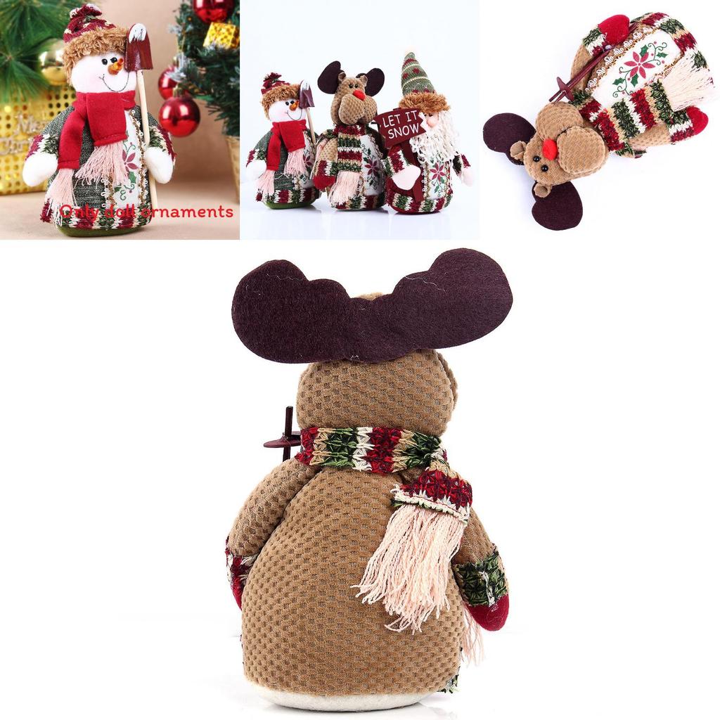 Christmas Santa Snowman Reindeer Desktop Decor With Fabric Material For Holiday Tabletop Display