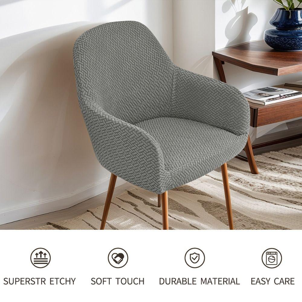 High-elastic Hotel Dining Chair Cover Anti-slip Jacquard Seat Cover Dust-proof Soft High Armchair Cover