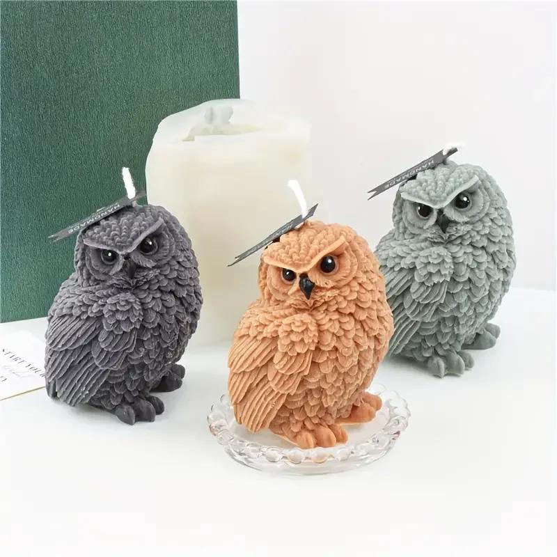 Top Quality 3D Owl Shape Candle Silicone Molds, Resin Aromatherapy Candles, Handmade Wax Soap, Home Decor Craft
