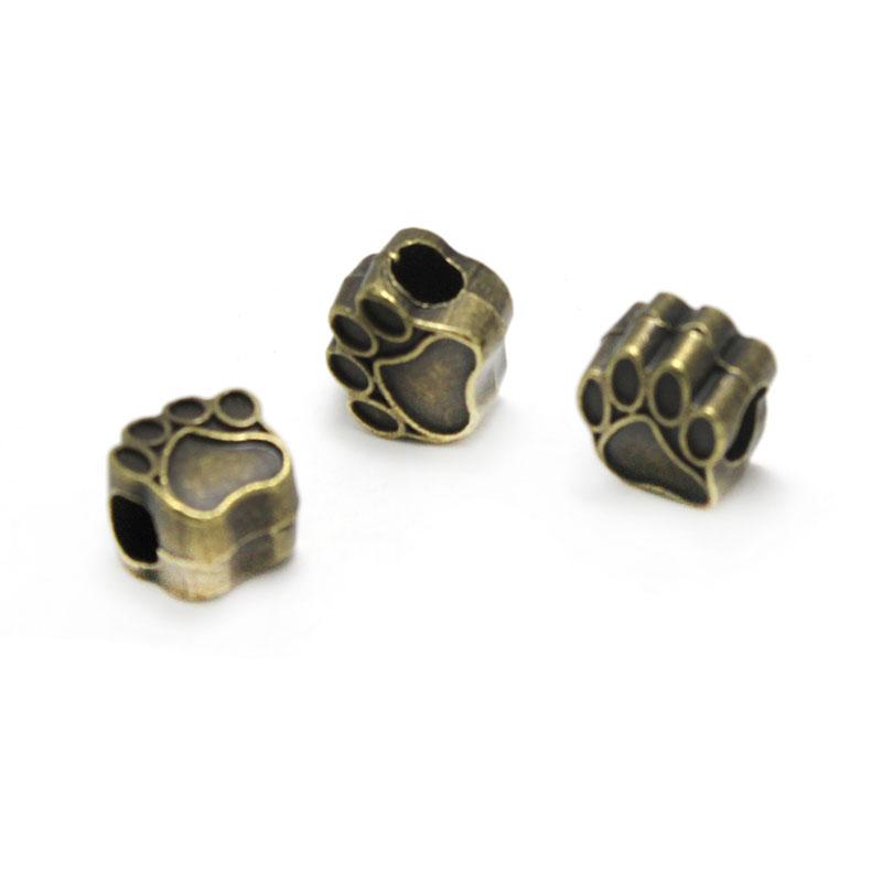 10pcs Metal Animal Beads Accessories Big Hole 4.5mm/Dog Bear Paw Spacer Charm Beads for Bracelet DIY Handmade Jewelry Making