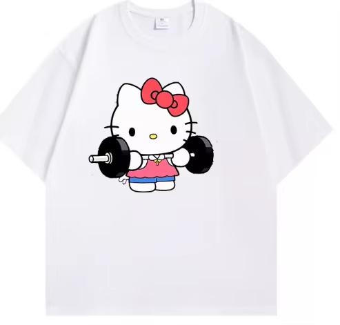 2026 Sanrio Hello Kitty Casual Shortsleeve Roundneck Hotselling Comfortable summer Womens loose Tshirt S
