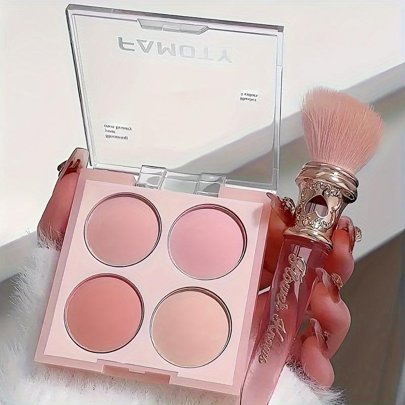 Vibrant Glow Blush Palette - 4-Color Blendable Powders with Soft Gradient Effect - Light Pink & Purple Tones for a Radiant