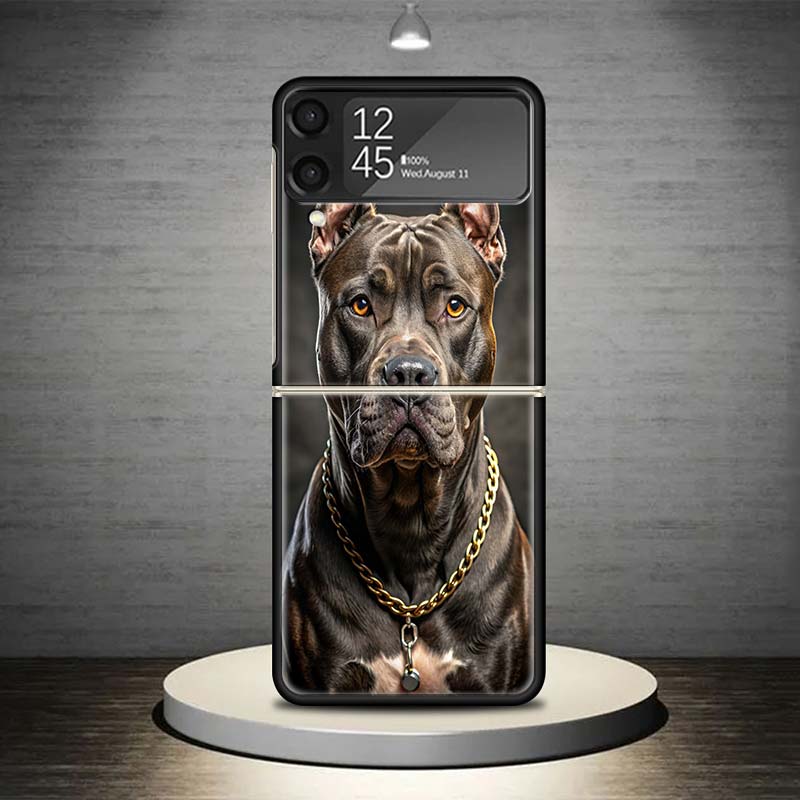 Pit Bull Pet Dog Pitbull Phone Case For Samsung Galaxy Z Flip 7 6 5 4 3 5G Shockproof Cover Z Flip7 Flip6 ZFlip5 Flip3 Flip4 Lux