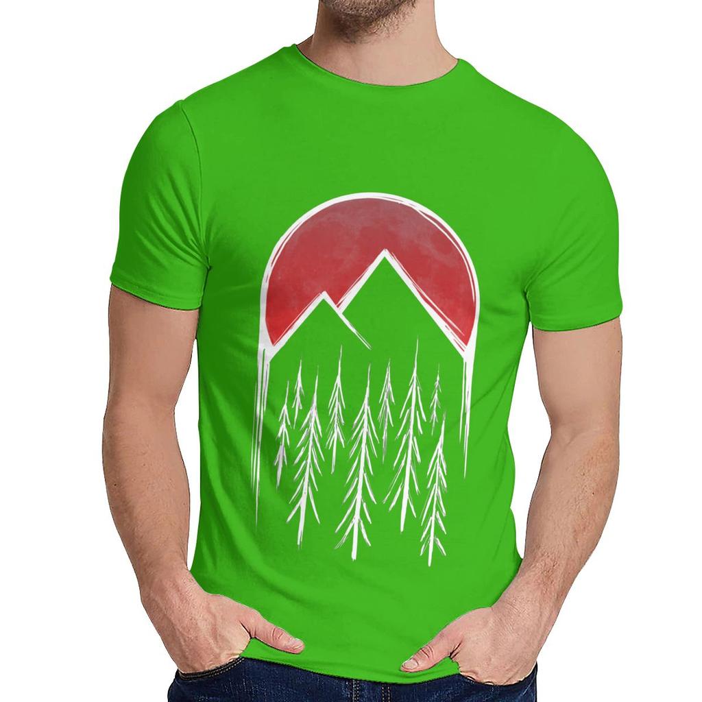Man S O Neck Twin Peaks Red Pine Tree Moon Short Sleeve Arrival For