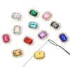 20pcs/bag Colorful Sew On Stones Rectangular Acrylic Rhinestone With Golden Button Wedding Dress Jewelry Making Accessories
