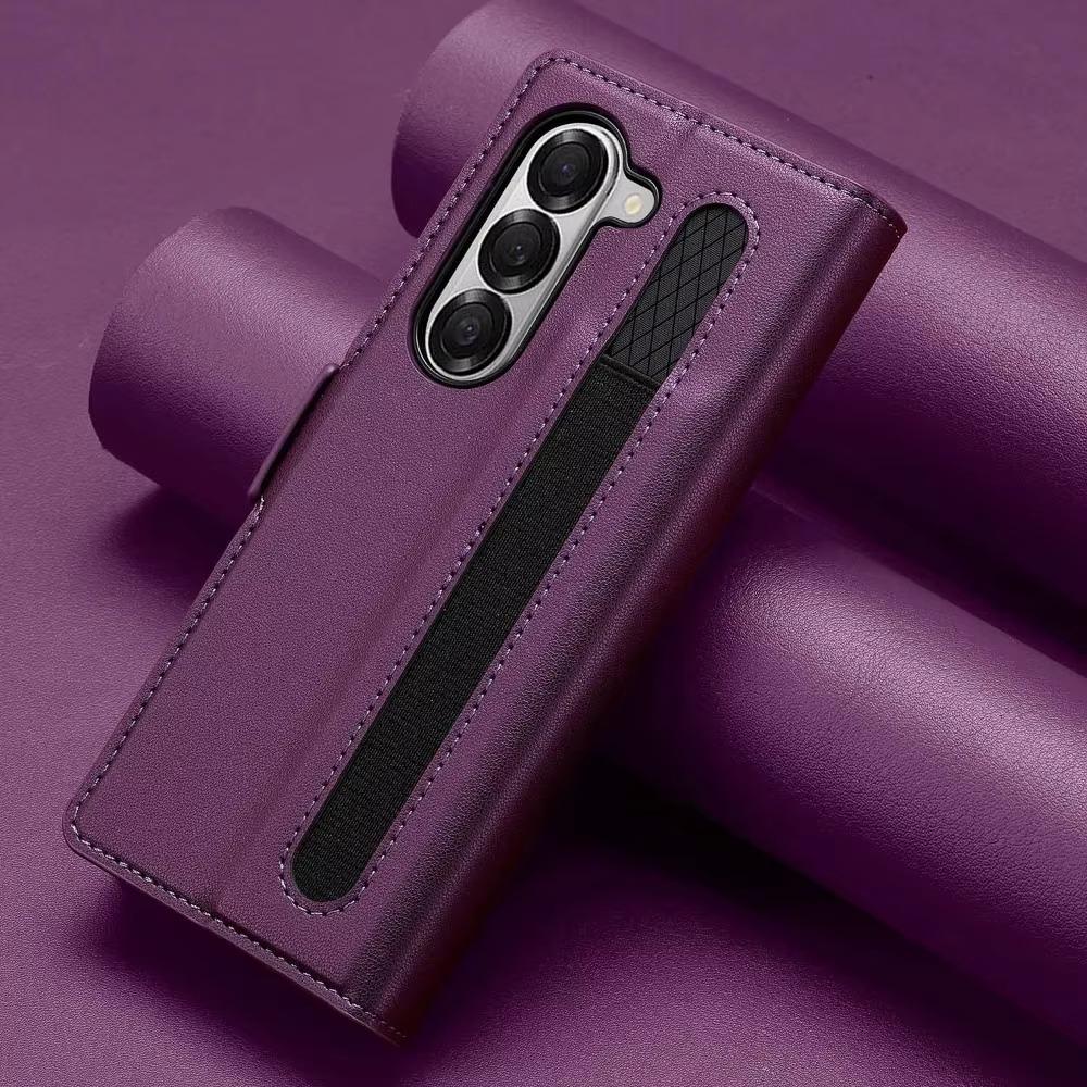 

Для Samsung Z Fold 7 Fold 6 Fold 5 Fold 4 Fold3 Бизнес Кожаный Чехол для Телефона с Держателем для Стилуса Кошелек Слоты для Карт Флип Защитная Крышка Galaxy Z Fold7