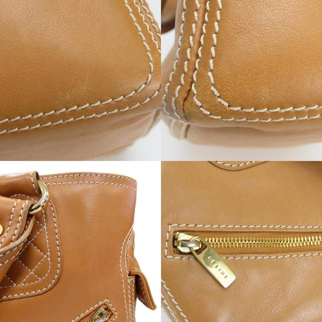 Used CELINE Handbag Boogie bag leather Camel Brown casual