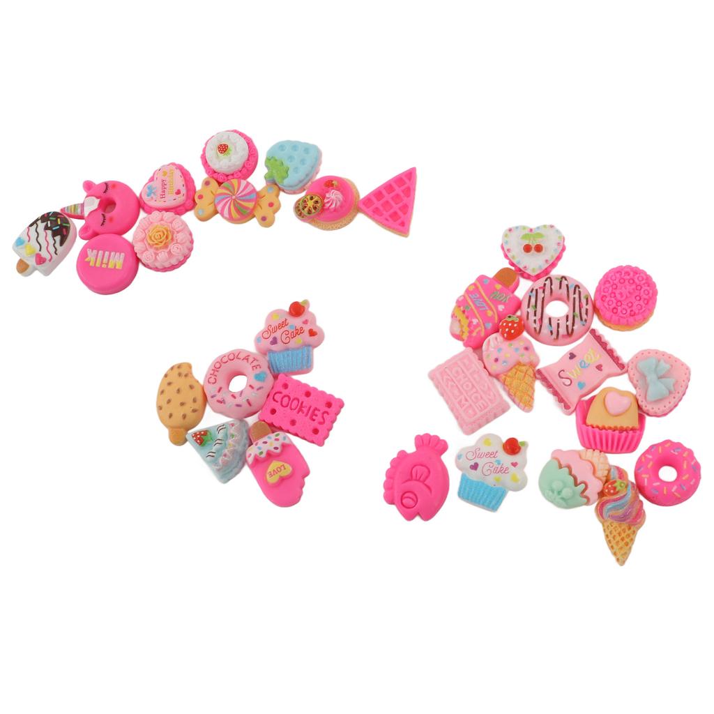 30 Pcs DIY Food Charm Dessert Cake Ice Cream Bread Donut Cookies Candy DIY Decoration Material
