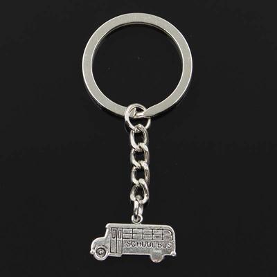 Fashion Keychain 13x23mm School Bus Car   Pendants DIY Men Jewelry Car Key Chain Ring Holder Souvenir For Gift