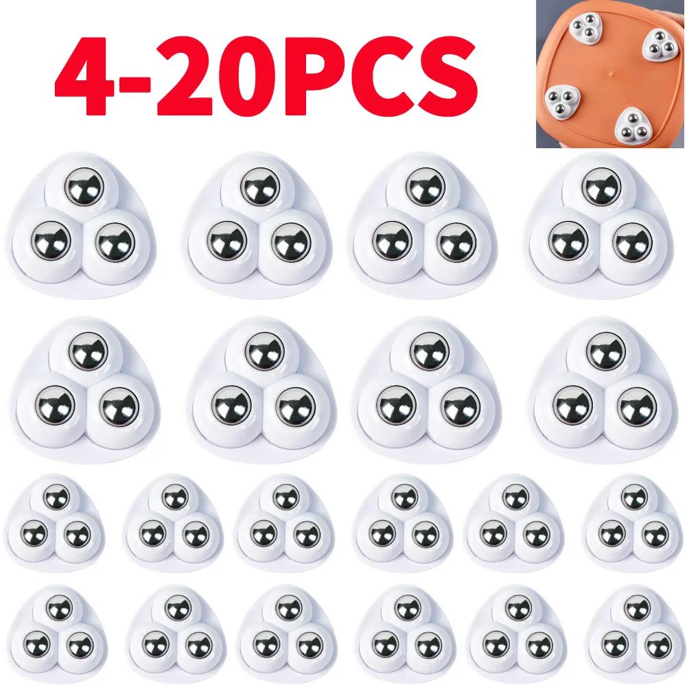 4-20pcs Small Wheels For Furniture Self Adhesive Caster Wheels Stainless Steel 360 Degree Rotation Paste Swivel Wheels