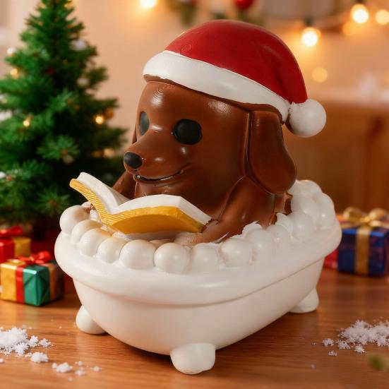 Рождественский щенок Ночник Светодиодный Полимерный Призрак Курица Скульптура Питание от USB Теплая Желтая Лампа Милая Фигурка Животного Украшение для Спальни Стола