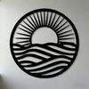 1pc 2D Flat Sun Waves Metal Wall Art Deco Iron Sculpture Wall Mounted Living Room Bedroom Office Bathroom