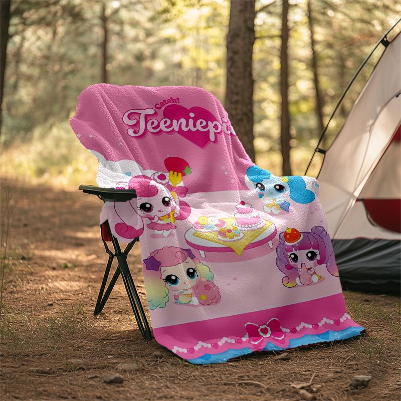1pc Catch Teenieping Magic Sweethear4 Theme Blanket - Digital Print, Polyester, Cozy for All Seasons, Perfect for Outdoor, and Travel