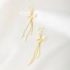 Silver Needle Simple Bowknot Personality Long Heart Tassel Earrings Elegant Gold Women's Earrings High-end Feel
