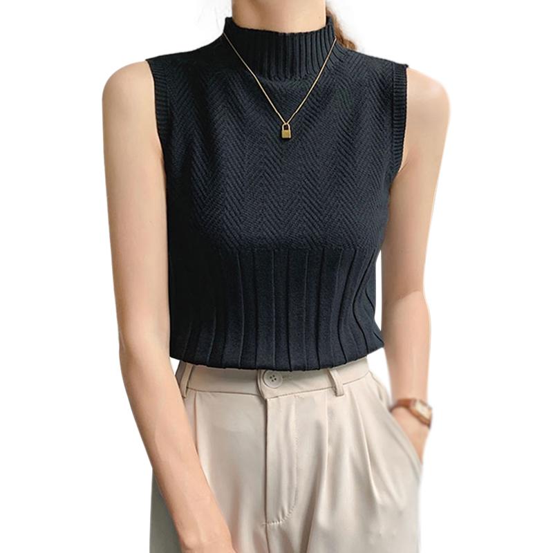 

Укороченные топы на бретельках в рубчик для женщин, летняя базовая футболка без рукавов, однотонные вязаные топы с круглым вырезом