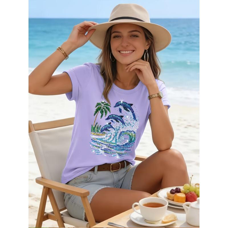 Summer New Women's Plus Size T-shirt Casual Loose Short Sleeved Printed with Mickey Duck Donald Duck and Disney