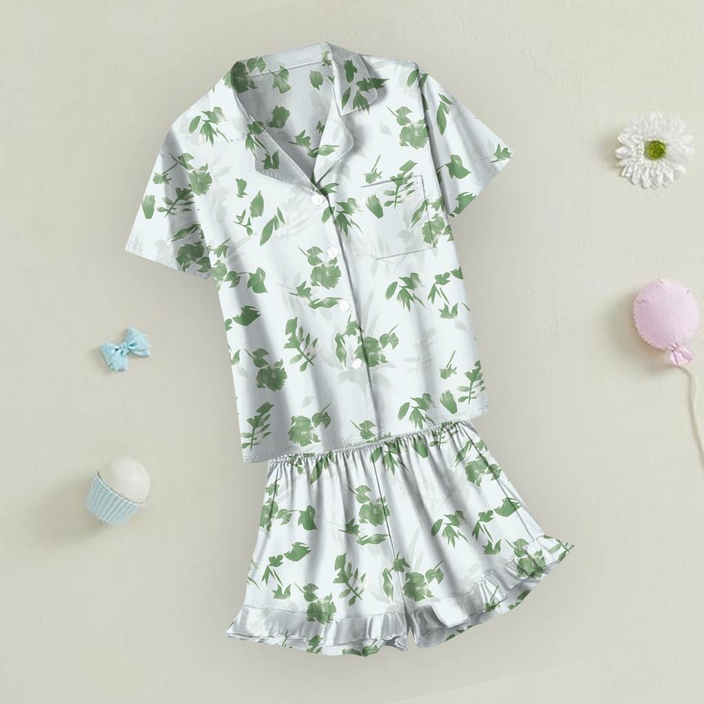 Children's Home Clothes Pajamas Set Short-sleeved Top Shorts Two-piece Set Outer Wear Play Cardigan Clothes