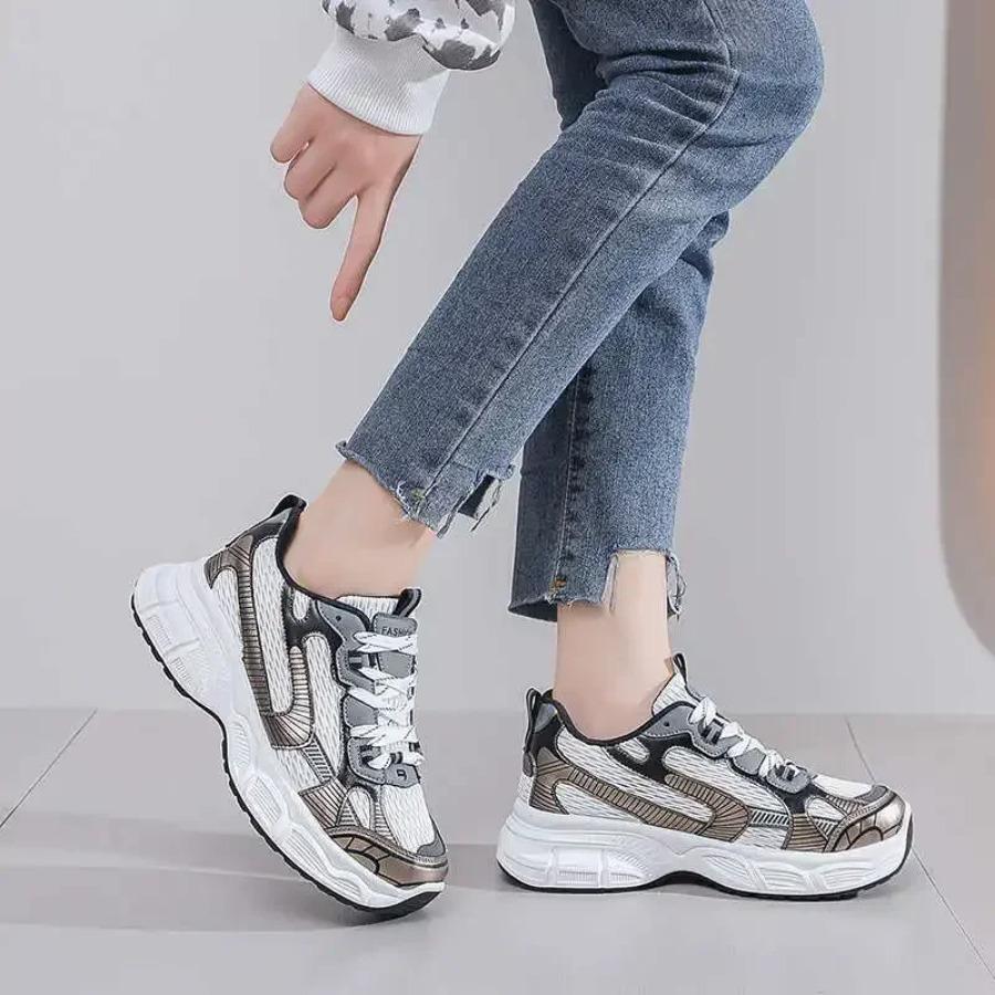 New Slip Resistant Lace-up Shose Women Casual Women's Shoes Fashion Sport Best-selling Breathable Height Increasing Massage