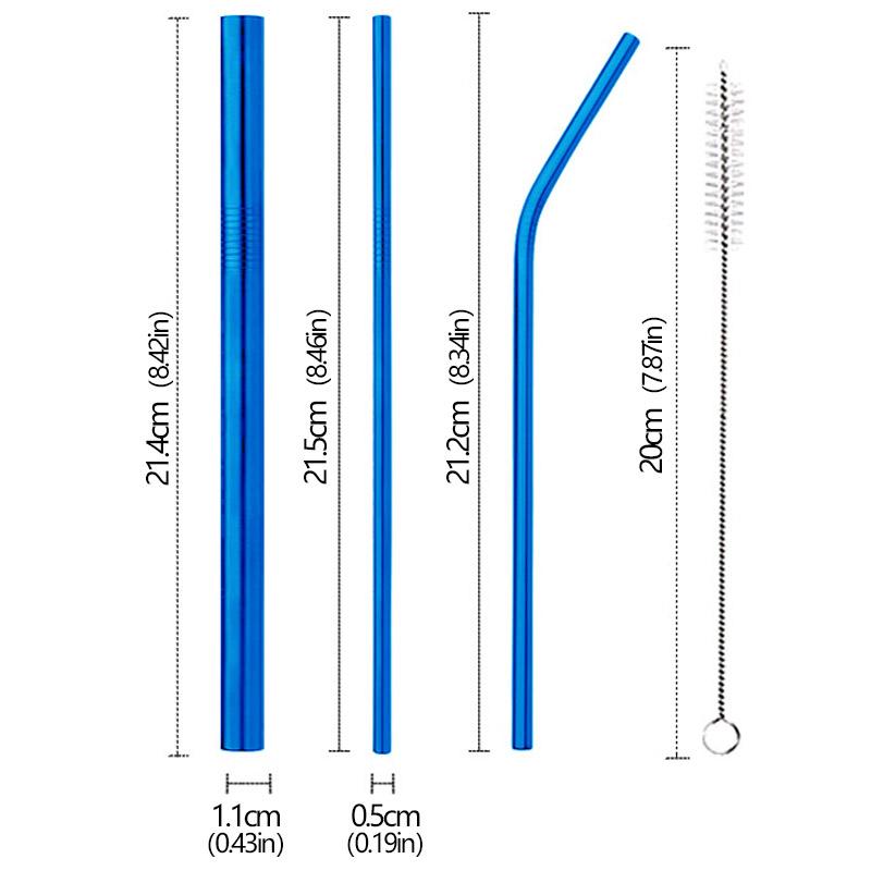 3Pcs Stainless Steel Straw Sets Metal Reusable Straight Bent Drinking Straw With Cleaning Brush Party Juice Drinks Utensils