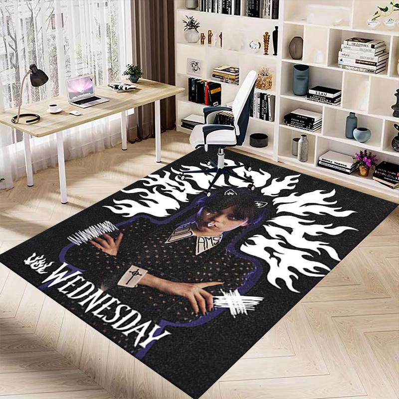 1pc Tim Burtons Wednesday Carpet for Playroom Bedroom Living Room Sofa Home Decor,kids Game Area Rug Non-slip Floor Mat Y82673