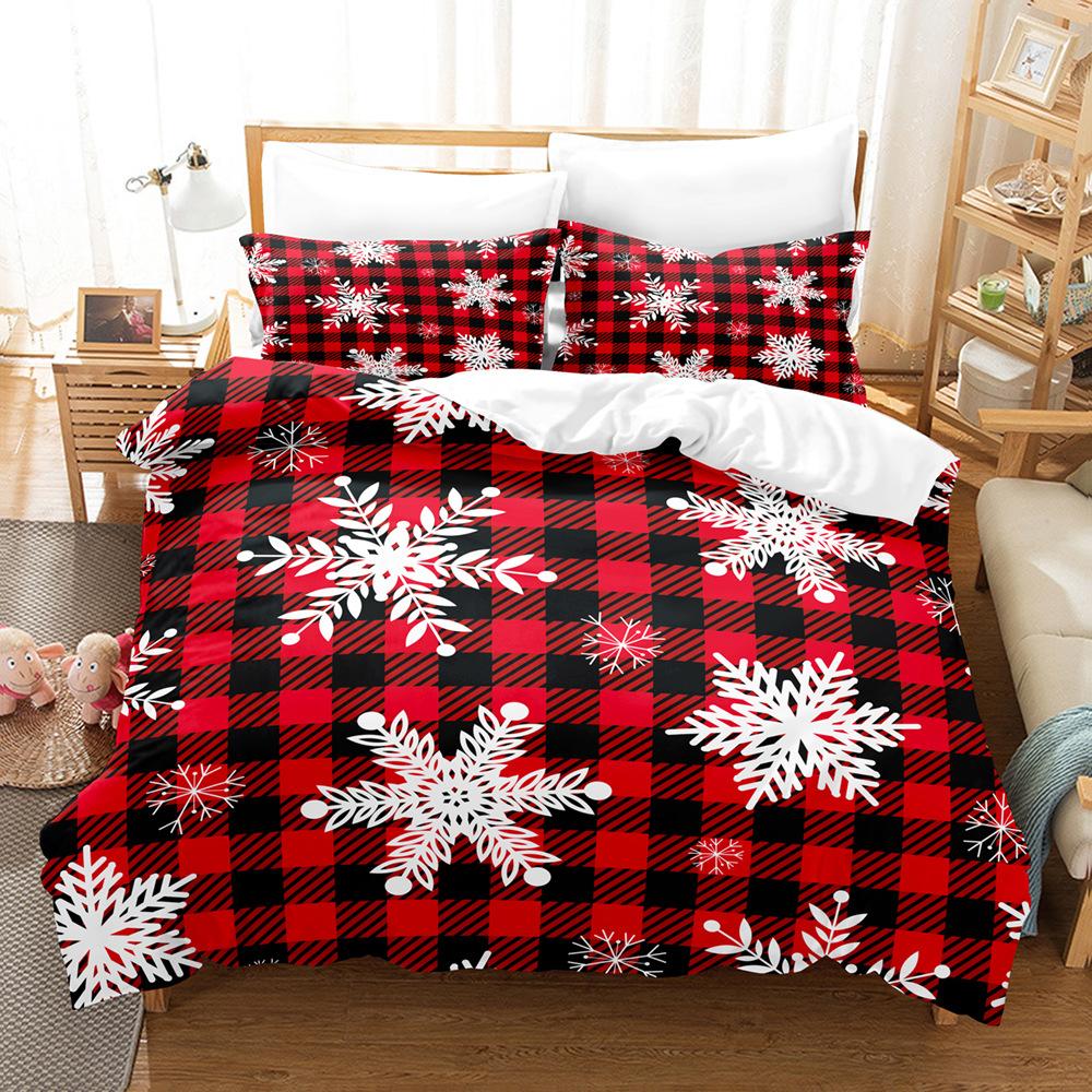 3D Christmas Bedding Set Happy New Year Down Duvet Cover Pillowcase 2/3pc Women Kid Home Textiles King Queen Bed New Year Gift