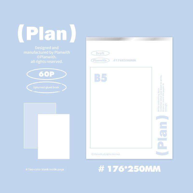 

Planwith Scribbling Pad Blank Book Extra Thick A4 Scratch Paper Junior High School Student Eye Protection Calculation Paper Tearable B5 Notepad (White) B5-white