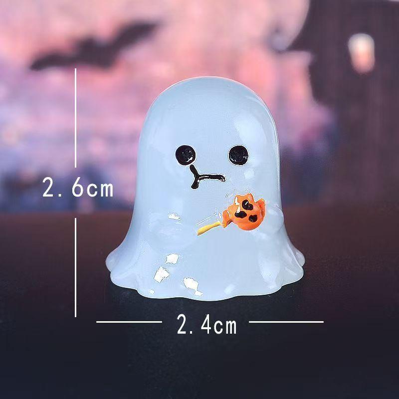 Halloween Mini Noctilucent Ornament Pumpkin Resin Figurines Car Ornaments Ghost Fairy Garden Adornments Home Decoration Gifts