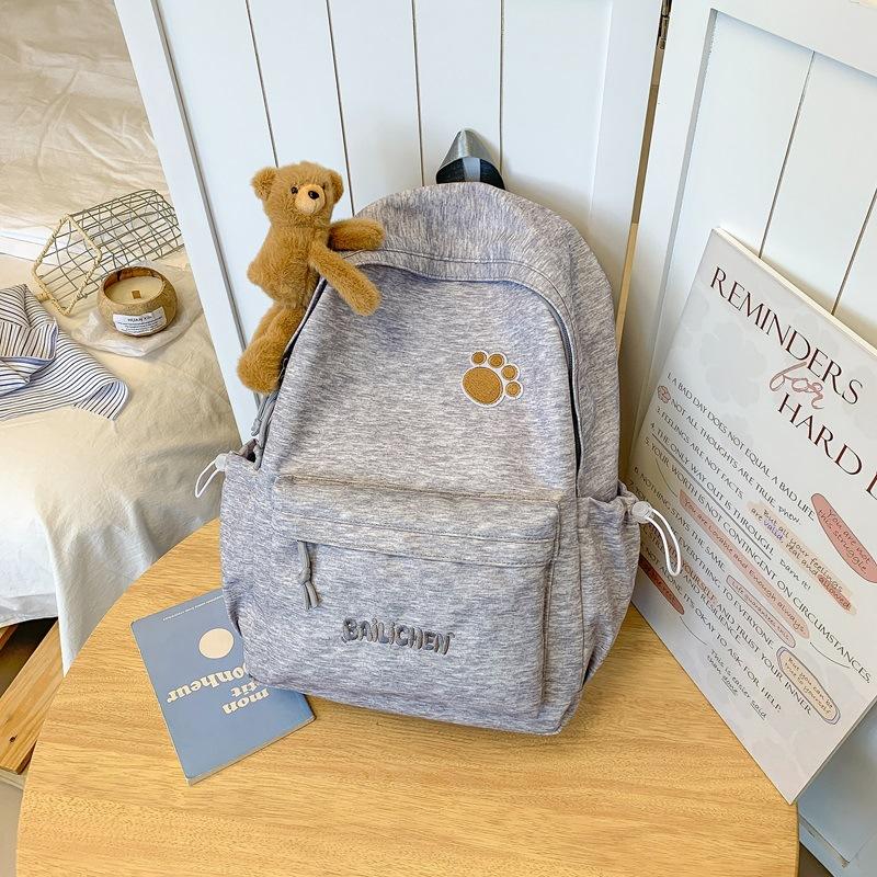 School bag Korean style gentle style with a fufu little bear double shoulder bag, student party campus style, high-appearance practical backpack