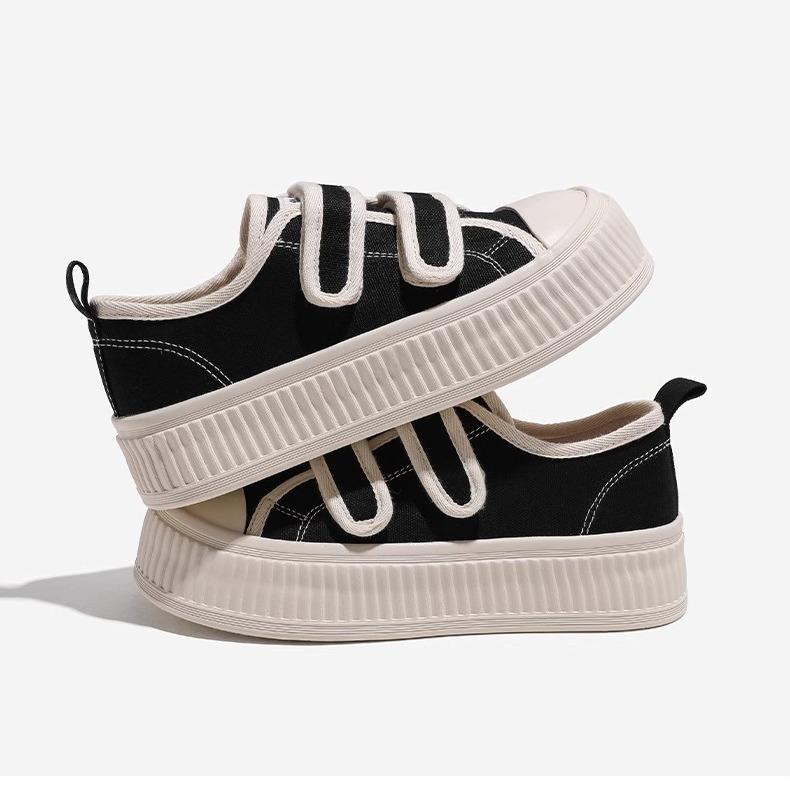 Canvas Shoes Women's 2025 New Summer Breathable One-pedal Lazy Cloth Shoes Velcro Sports and Leisure Biscuits Board Shoes
