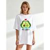 Black Oversized T-Shirt With Avocado Couple And Heart Print Avo Cuddles Text For Casual Wear