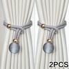 2Pcs Adjustable French Ball Curtain Tiebacks, Convenient Draped Tiebacks Decorative Curtain Fixer Curtain Tiebacks