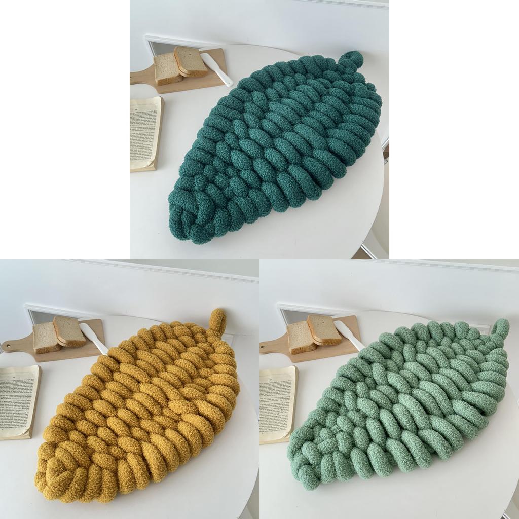 Teddy Fleece Knit Leaf Cushion For Living Room Decor With Pp Cotton Filling