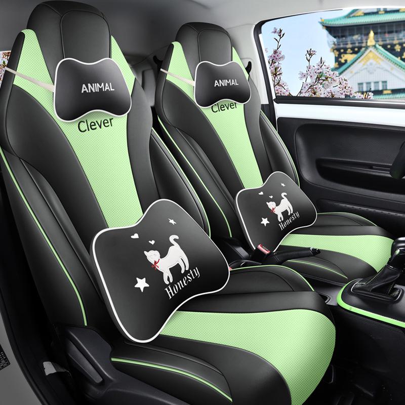 Coway Perforated Leather Car Seat Cushion for All Seasons - Full Surround & Compatible with Electric Seats