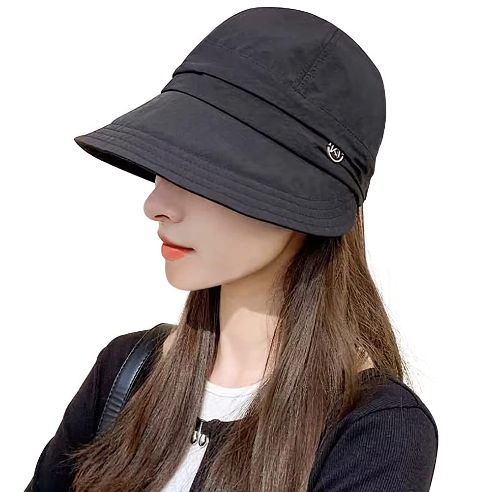 

Шляпа с защитой от УФ-лучей для шляпы от солнца Быстрая Ультралегкая Маленькое лицо Солнце Регулируемая Большая Трудно слетает Складная Охотничья Пляжная шляпа Бесплатная [YUMISS] Женская, чёрный