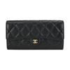 Gold Buckle Quilted Long Lambskin Wallet Women Wallet Black AP0241-Y01295-C3906